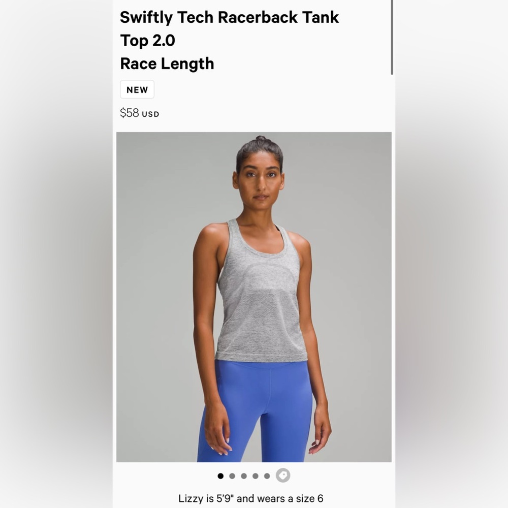Lululemon Swiftly Tech Racerback Tank Top 2.0
Race Length, 6